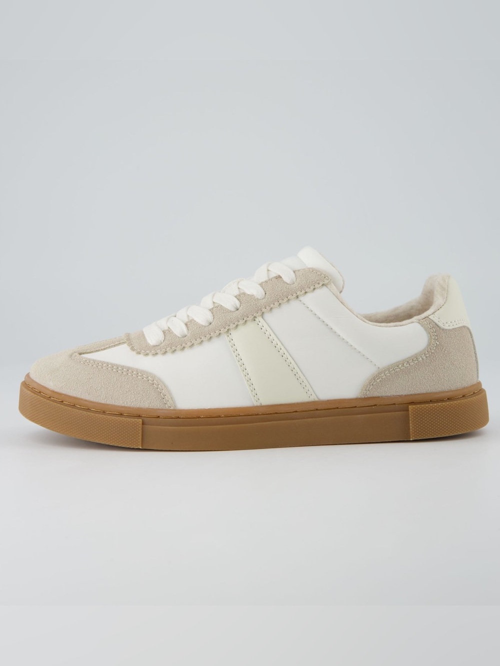 Women's Neutral Beige & White Low-Top Sneakers